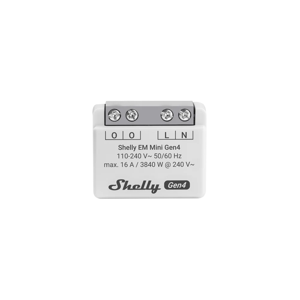 Shelly EM Mini Gen4 device on a white background | Lykalyte