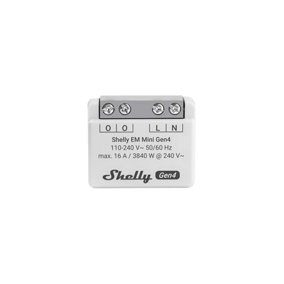 Shelly EM Mini Gen4 device on a white background | Lykalyte