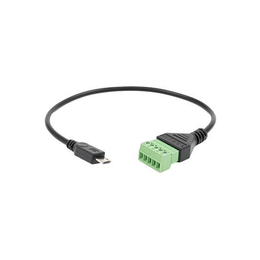 USB cable with green connector on a white background Shelly Pill 5 Terminal Add-on | Lykalyte