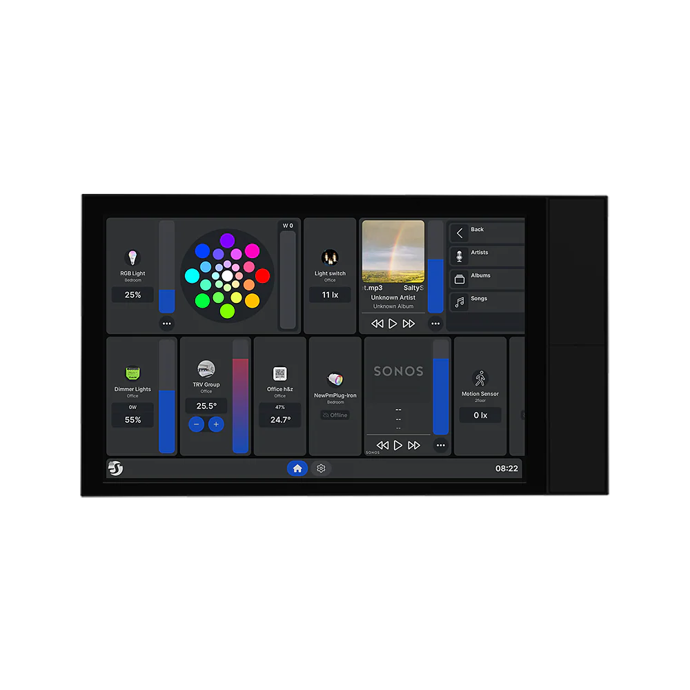 Shelly Wall Display XL control panel with various display elements on a white background | Lykalyte