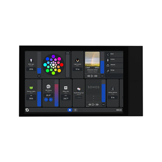 Shelly Wall Display XL control panel with various display elements on a white background | Lykalyte