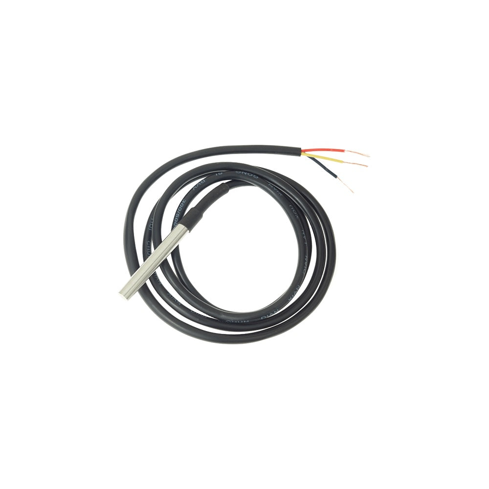 Coiled black cable with three colored wires on a white background Temperature Sensor DS18B20 3.0m cable - Lykalyte