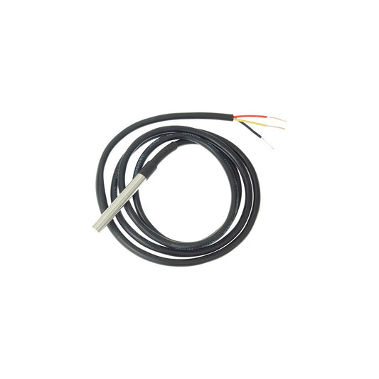 Coiled black cable with three colored wires on a white background Temperature Sensor DS18B20 3.0m cable - Lykalyte
